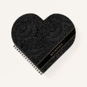 Personalized Black Floral Pattern ノートブック (正面)