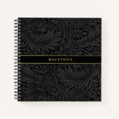 Personalized Black Floral Pattern ノートブック (正面)