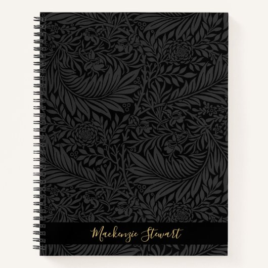 Personalized Black Floral Pattern ノートブック (正面)