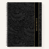 Personalized Black Floral Pattern ノートブック (正面)