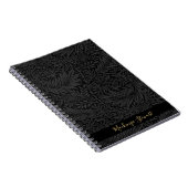 Personalized Black Floral Pattern ノートブック (右側)