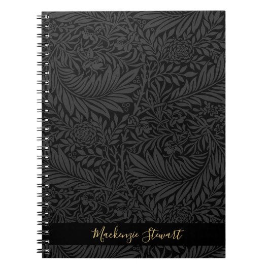 Personalized Black Floral Pattern ノートブック (正面)