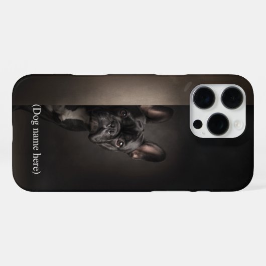 Personalized Black Frenchie Portrait iPhoneケース (裏面横)