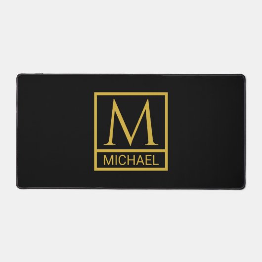 Personalized Black Gift Bag with Initial & Name デスクマット (正面)