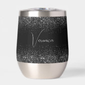 Personalized Black Glitter Stainless Wine Tumbler (正面)