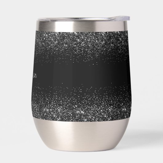 Personalized Black Glitter Stainless Wine Tumbler (左面)