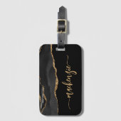 Personalized Black Gold Agate Signature ラゲッジタグ (正面縦)