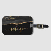 Personalized Black Gold Agate Signature ラゲッジタグ (正面横)