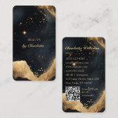 Personalized Black & Gold Galaxy QR Code 名刺 (正面/裏面)