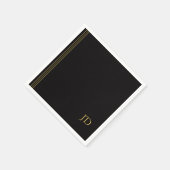 Personalized Black & Gold Monogram スタンダードカクテルナプキン (角)