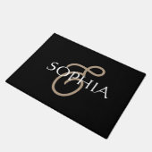 Personalized Black gold monogrammed  ドアマット (アングル)