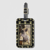 Personalized Black & Gold Pet Luggage Tag ラゲッジタグ (正面縦)