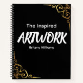 Personalized Black golden Artist Sketchbook ノートブック (正面)