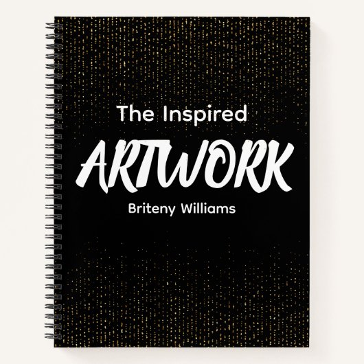 Personalized Black golden Artist Sketchbook ノートブック (正面)