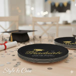 Personalized Black Graduation Celebration Party ペーパープレート<br><div class="desc">Celebrate graduation in style with these personalized black paper plates, perfect for adding a classy touch to your party. Durable and elegantly designed, they make serving food easy while complementing any themed décor. Ideal for graduates, family gatherings, or milestone celebrations, these plates combine practicality with a sophisticated look that impresses...</div>