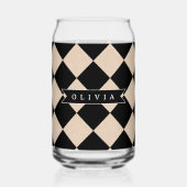 Personalized Black Harlequin Checkered Diamond ガラス缶 (正面)