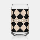 Personalized Black Harlequin Checkered Diamond ガラス缶 (裏面)