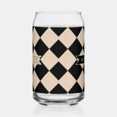 Personalized Black Harlequin Checkered Diamond ガラス缶 (右)