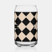 Personalized Black Harlequin Checkered Diamond ガラス缶 (左)