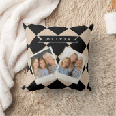 Personalized Black Harlequin Checkered Diamond クッション (ブランケット)