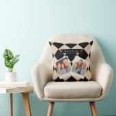 Personalized Black Harlequin Checkered Diamond クッション (椅子)