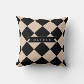 Personalized Black Harlequin Checkered Diamond クッション (正面)