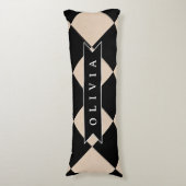Personalized Black Harlequin Checkered Diamond ボディピロー (正面縦)