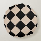 Personalized Black Harlequin Checkered Diamond ラウンドクッション (裏面)