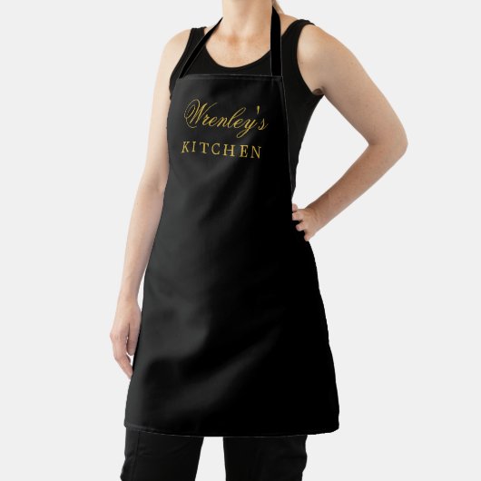 Personalized Black Kitchen Apron with Name エプロン (インサイチュ)