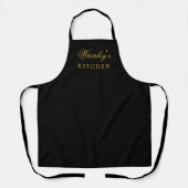 Personalized Black Kitchen Apron with Name エプロン (正面)