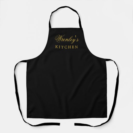 Personalized Black Kitchen Apron with Name エプロン (正面)