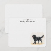 Personalized Black Lab Flat Note Card Stationery ノートカード (正面/裏面)