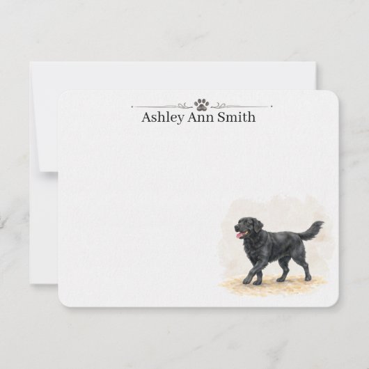 Personalized Black Lab Flat Note Card Stationery ノートカード (正面)
