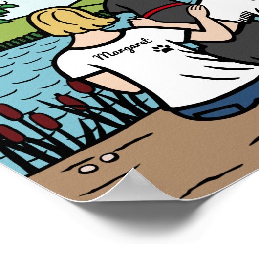 Personalized Black Labrador Family Blonde S  ポスター (角)