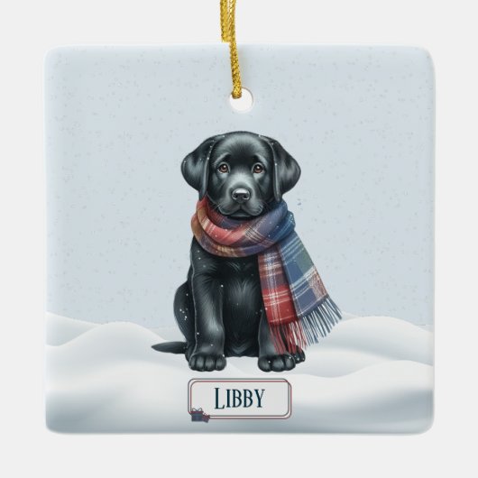 Personalized Black Labrador Retriever Ornament  セラミックオーナメント (正面)