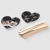 Personalized Black Lace Floral Elegant Monogram ハンドファン (組立なし)