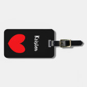 Personalized Black Luggage Tag with Red Heart ラゲッジタグ (正面横)