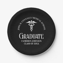 Personalized Black Medical School Graduation Party ペーパープレート