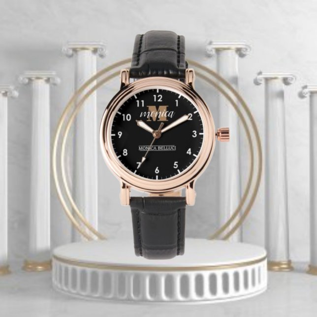 Personalized Black Modern Initial Name 腕時計 (クリエイターアップロード済み)