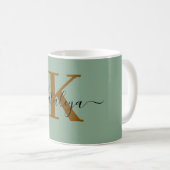 Personalized Black Monogram Coffee Mug with Name コーヒーマグカップ (正面右)