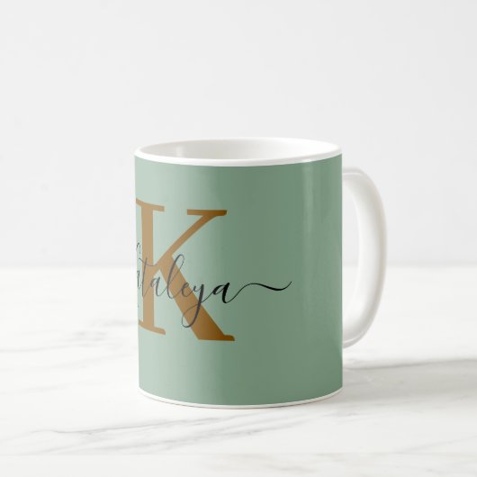 Personalized Black Monogram Coffee Mug with Name コーヒーマグカップ (正面右)