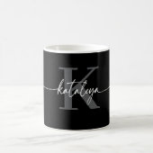 Personalized Black Monogram Coffee Mug with Name コーヒーマグカップ (中央)