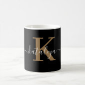 Personalized Black Monogram Coffee Mug with Name コーヒーマグカップ (中央)
