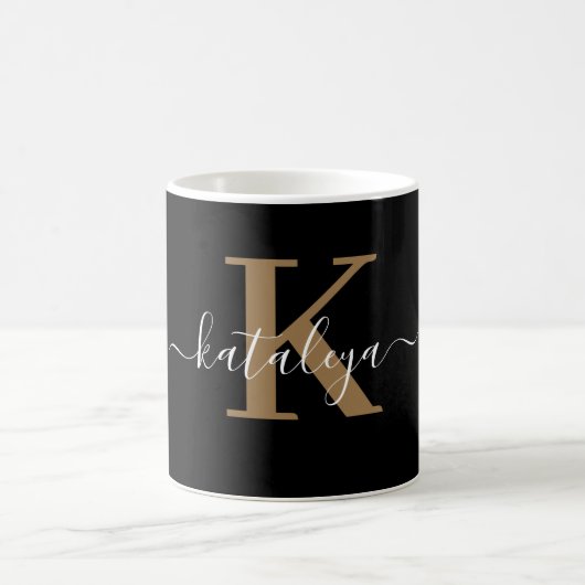 Personalized Black Monogram Coffee Mug with Name コーヒーマグカップ (中央)