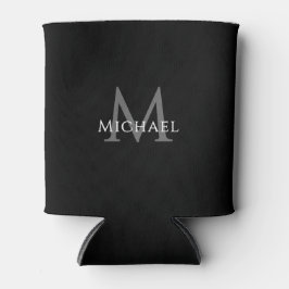 Personalized Black Monogram Elegant Initial Name 缶クーラー