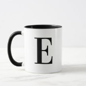 Personalized Black Monogram Letter E マグカップ (左)
