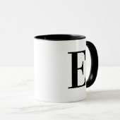 Personalized Black Monogram Letter E マグカップ (正面右)