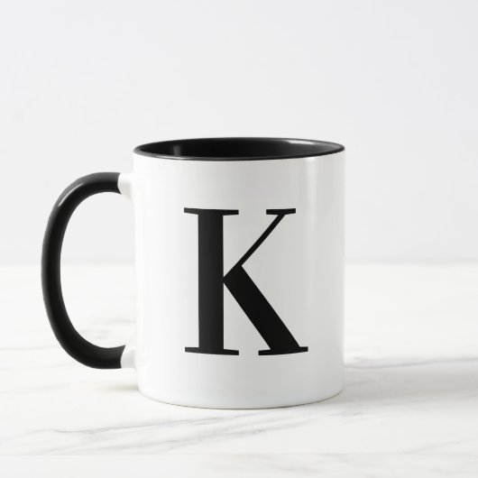 Personalized Black Monogram Letter K マグカップ (左)