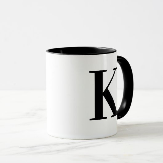 Personalized Black Monogram Letter K マグカップ (正面右)