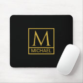 Personalized Black Mouse Pad with Initial & Name マウスパッド (マウス)